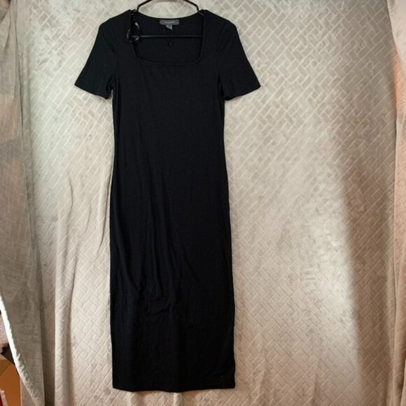 Primark Dresses & Skirts - Primark Womens 10 Dress Black Ribbed Long Midi Short Sleeve Square Neck Body Con